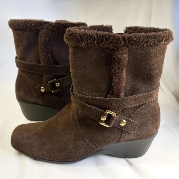 ANNE Klein Brown Suede Ankle Boots Women's Size 7.5 - Picture 4 of 10